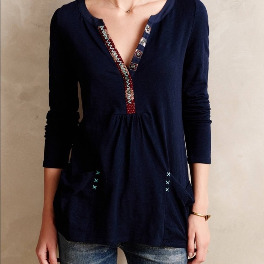 Anthro | Calantha Pocket Henley Top Size M